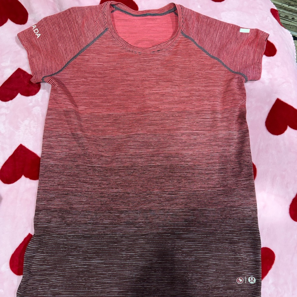 Limited Edition Canada Lululemon Red and Black Striped T-Shirt